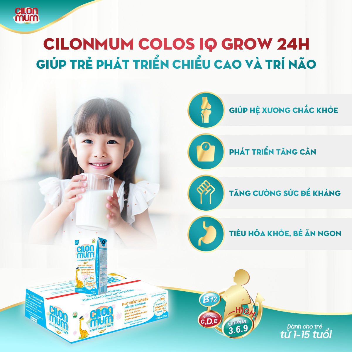  Sữa Pha Sẵn Cilonmum Colos IQ Grow 24h